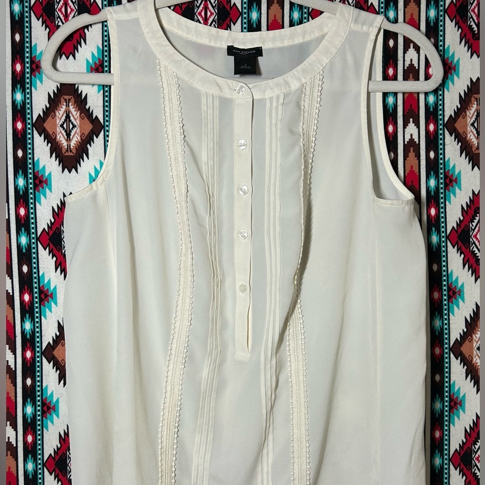 Ann Taylor Ivory Sleeveless Top
